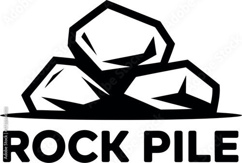 Black and white rock pile stone mountain vector graphic