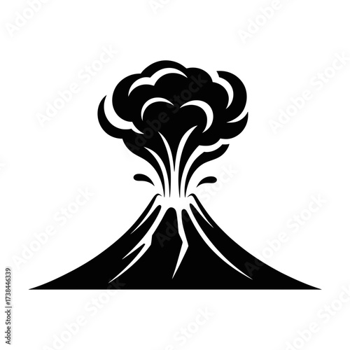 Volcano eruption vector graphic black and white image