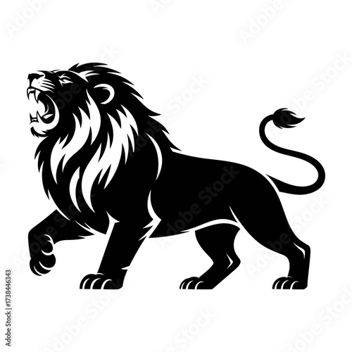 Black lion roaring vector illustration animal design