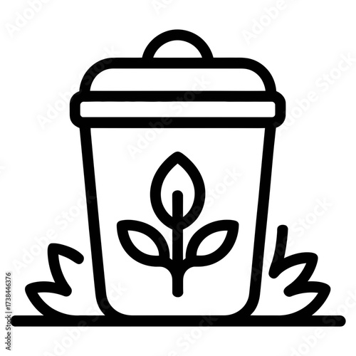 Organic waste bin compost container icon vector image