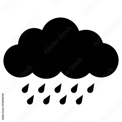 Black cloud rain drops vector graphic weather forecast