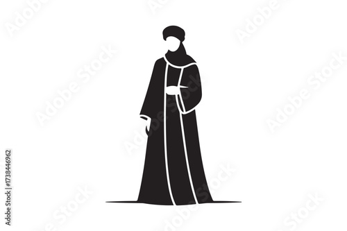 Elegant silhouette of a woman in traditional islamic attire