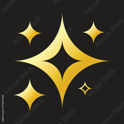Golden starburst illustration on a black background, representing brilliance and sparkle.