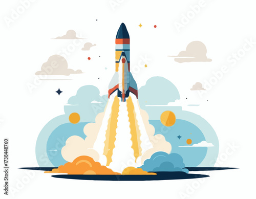 Rocket Launch Images vector isolated on white background.