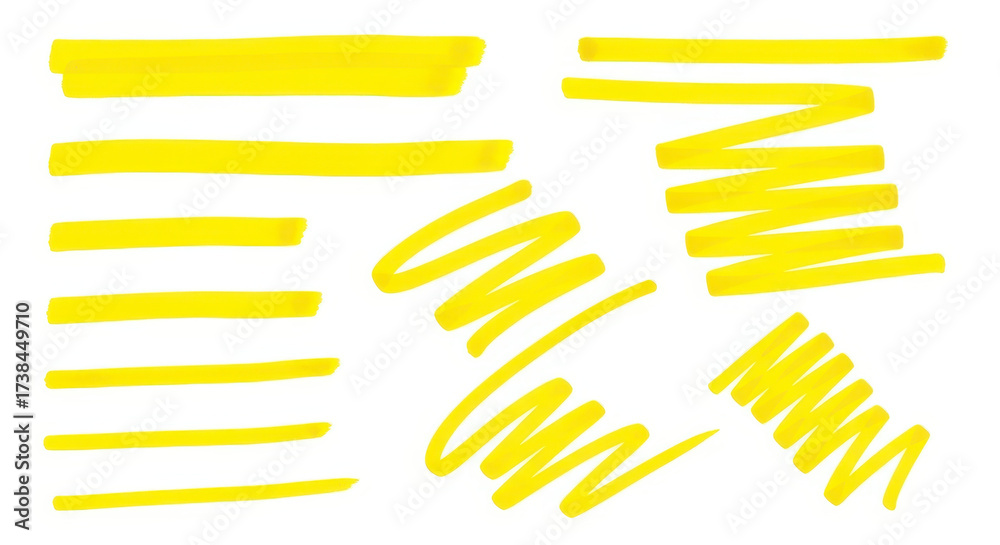 Fototapeta premium Bright Yellow Highlighter Marks and Strokes Creative Design Elements