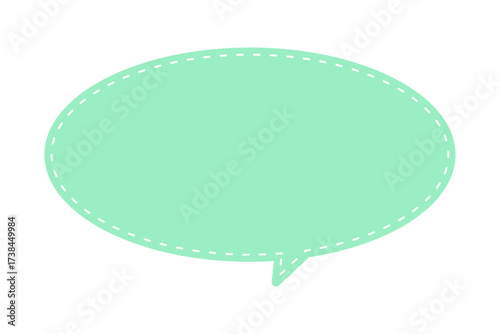 シンプルな横長の緑色の吹き出し - アップリケ風の装飾が付いた楕円形のフレームやあしらいの素材