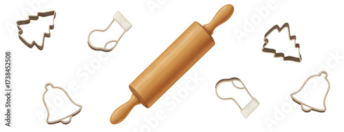 Christmas rolling pin and cookie cutter set	