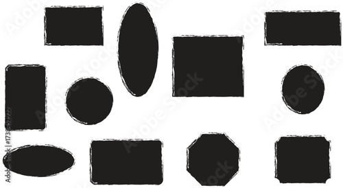 Brush frame freehand rectangle box shape collection  doodle rectangular shapes with rough edges Hand drawn texture  Vector illustration