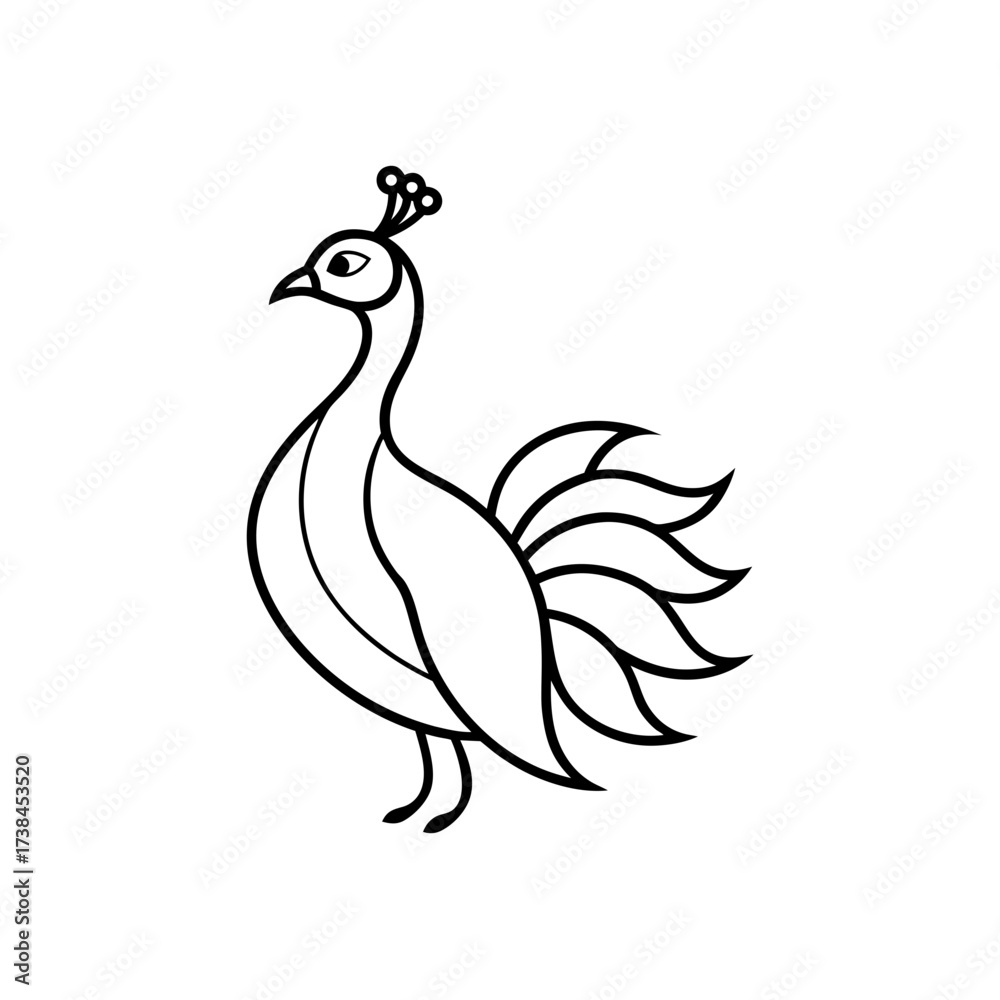 Fototapeta premium Simple peacock line art image