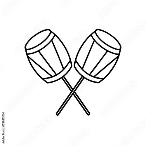 Two crossed outline drumsticks