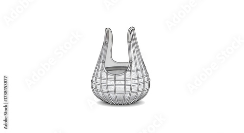 Elegant Woven Shoulder Bag Fashion Flat Sketch Vector