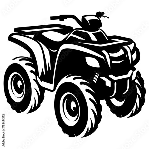 Vector illustration of a four wheeled all terrain vehicle, rendered in black