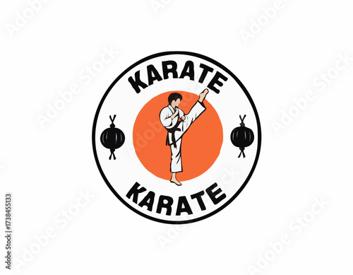 Karate Logo Images. Karate Club Logo design vector isolated on white background.
