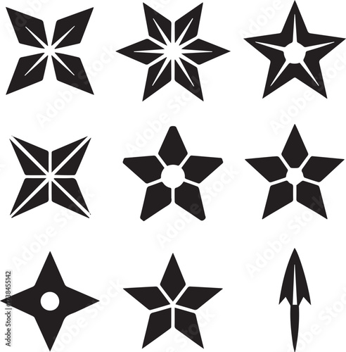 stylized floral and star silhouette vector set versatile logo motifs seamless pattern elements ai eps png jpeg
