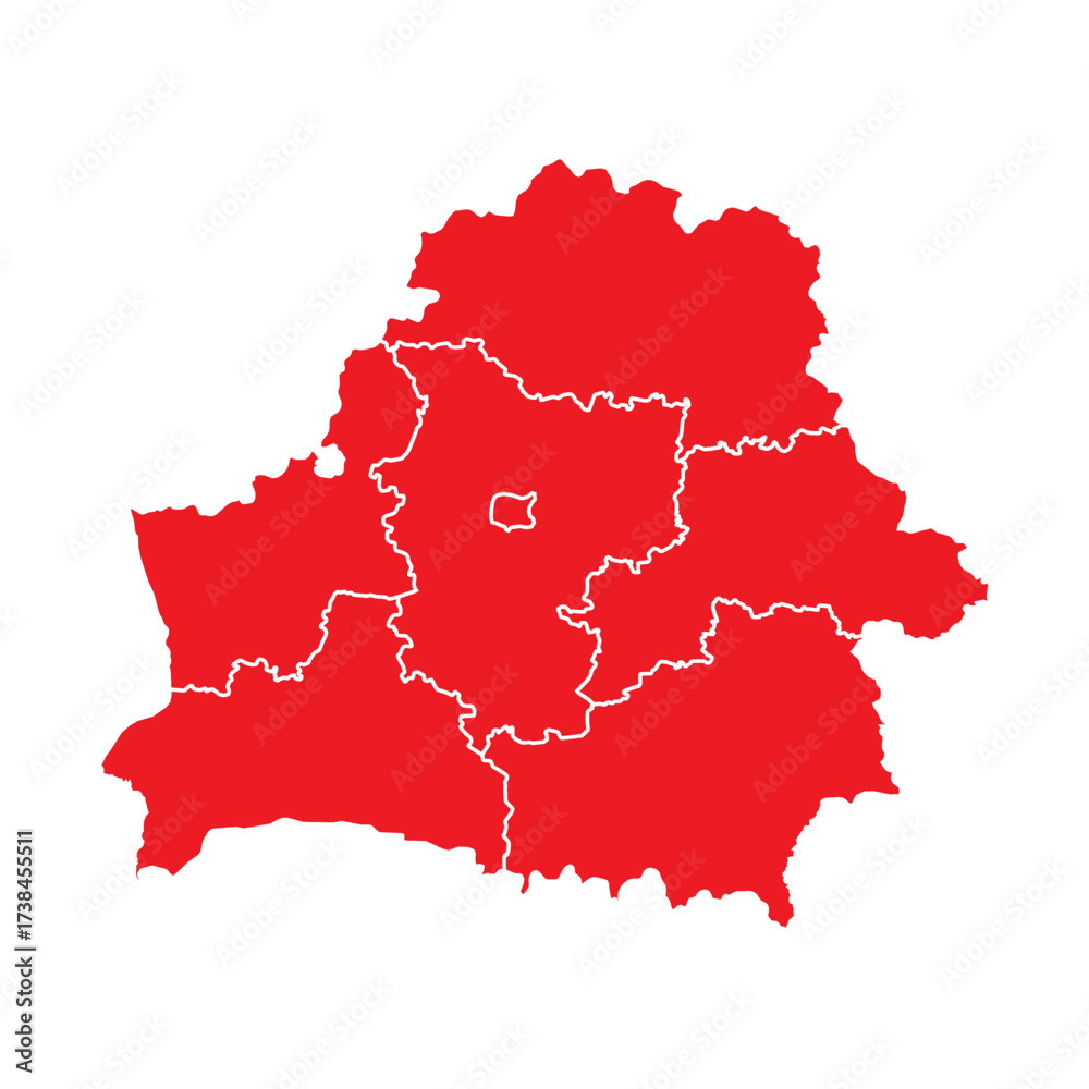 Obraz premium Abstract Red Belarus Map with Cities
