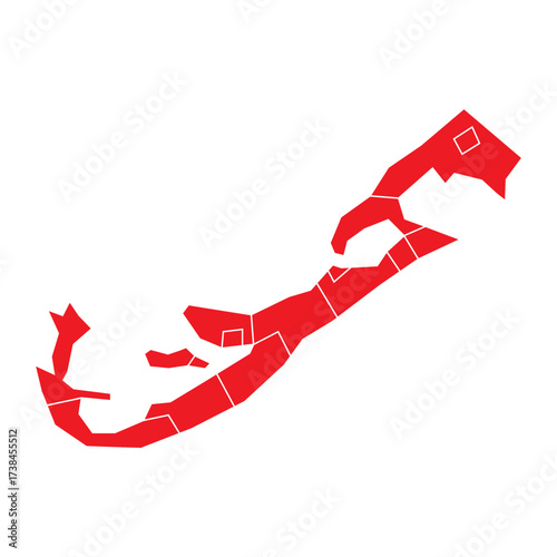 Abstract Red Bermuda Map with Cities