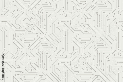 seamless circuit board pattern vector tech background with interconnected traces nodes for electronics design