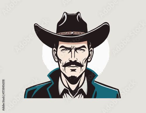 Outlaw Cowboy Image vector isolated on white background.
