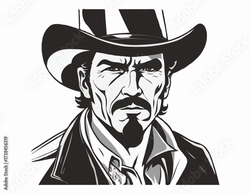 Outlaw Cowboy Image vector isolated on white background.