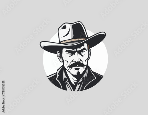 Outlaw Cowboy Image vector isolated on white background.