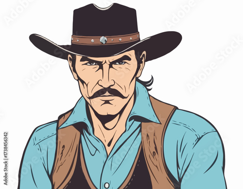 Outlaw Cowboy Image vector isolated on white background.