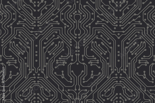 abstract electronic circuit board design interconnected lines and nodes modern tech vector illustration