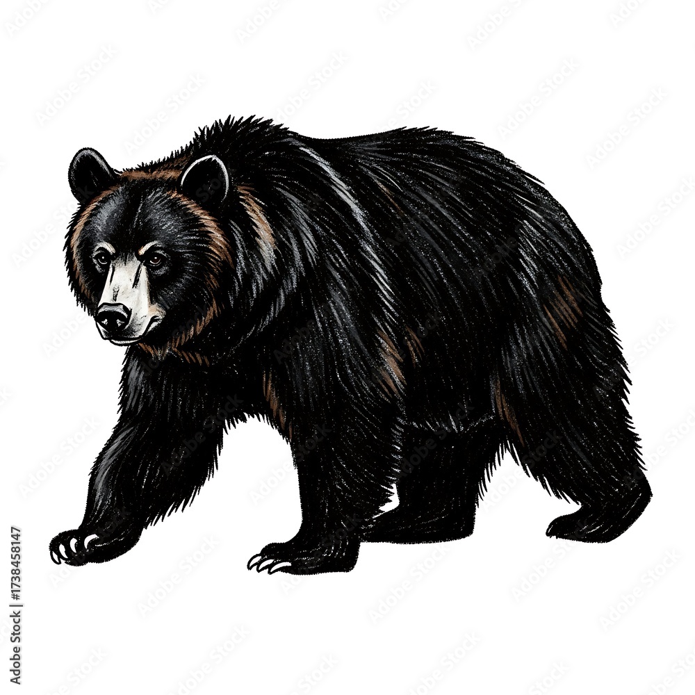 Fototapeta premium Spectacled bear walking isolated illustration