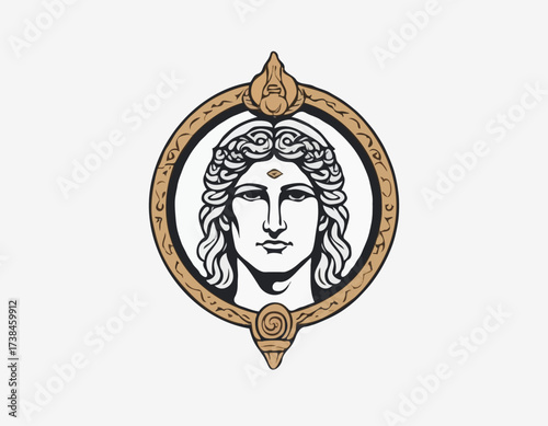 Apollo Greek mythology god logo design vector isolated on white background.