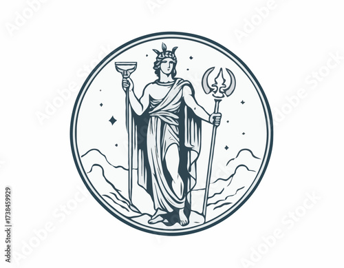 Apollo Greek mythology god logo design vector isolated on white background.