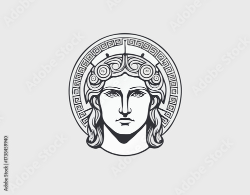 Apollo Greek mythology god logo design vector isolated on white background.