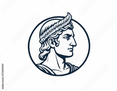 Apollo Greek mythology god logo design vector isolated on white background.