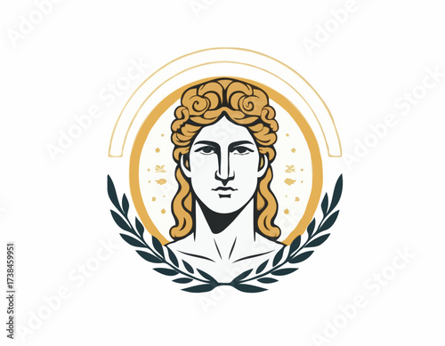 Apollo Greek mythology god logo design vector isolated on white background.