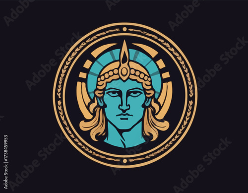 Apollo Greek mythology god logo design vector isolated on white background.