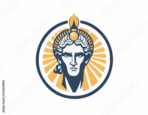 Apollo Greek mythology god logo design vector isolated on white background.