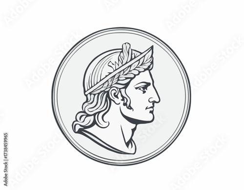 Apollo Greek mythology god logo design vector isolated on white background.