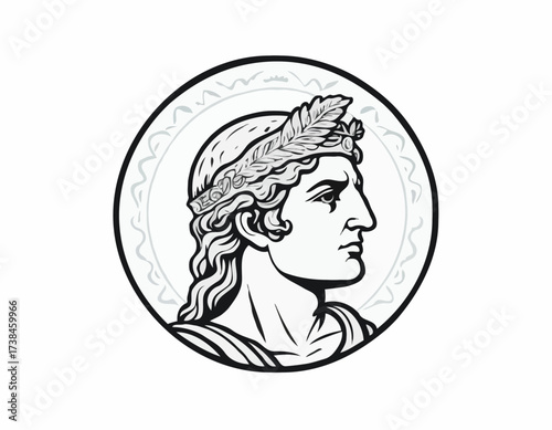 Apollo Greek mythology god logo design vector isolated on white background.