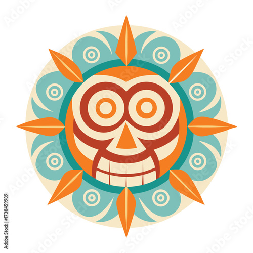 Oceanic Tiki Circle Pattern Tribal Design