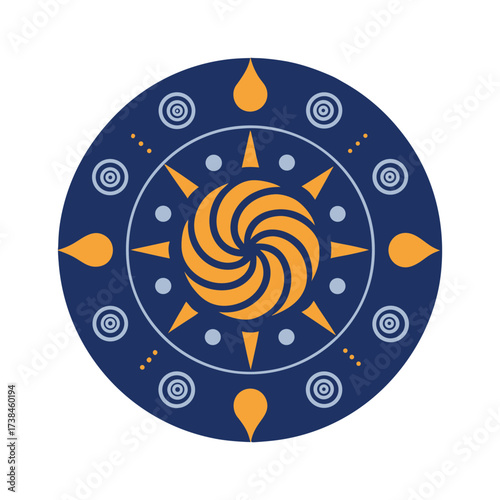 Ancient Carthaginian Sun Mandala Vector Design