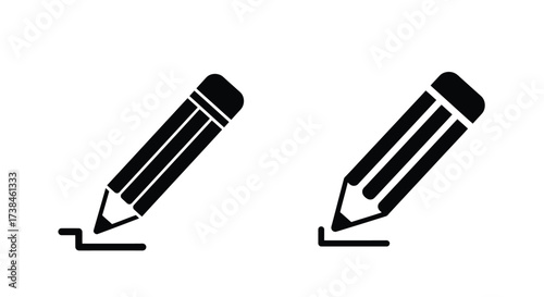 Two simple black pens with lines illustrating writing and creativity