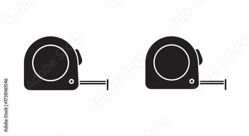 Two black tape measure icons with extending metal tapes displayed