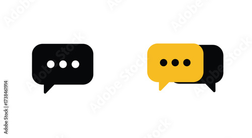 Two speech bubbles one black and one yellow with ellipsis inside