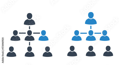 Hierarchical structure diagrams illustrating team organization and reporting lines