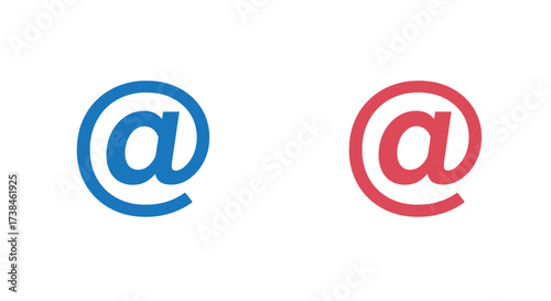 Two at symbols one blue and one red displayed side by side