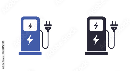 Two electric vehicle charging stations depicted in a simple modern style