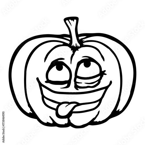 Crazy Pumpkin Weird Grimace Cross Eyed Halloween Funny