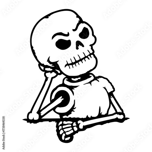 Impatient Skeleton Waiting Halloween Eager Longing Angry Funny