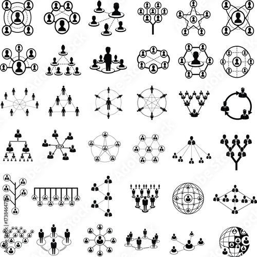 Business Network Connection Icons Vector Set
