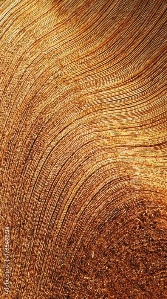 Naklejka premium Nature's Canvas: A close-up view reveals intricate details, textures and patterns, showcasing the timeless beauty of wood grain and the artistry of nature.