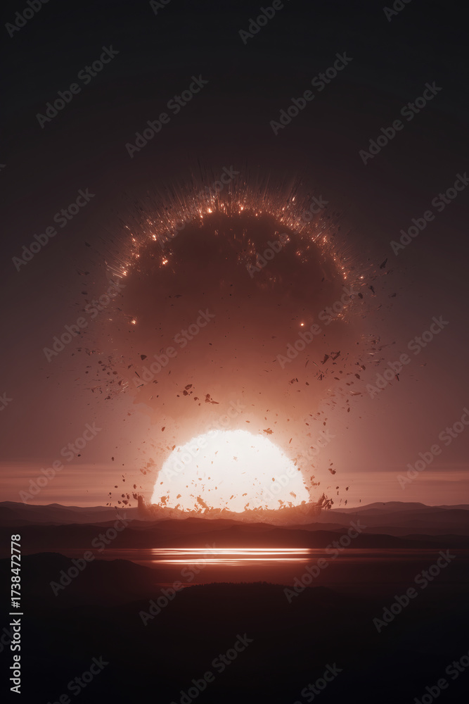 Obraz premium Spectacular Explosion Over Water