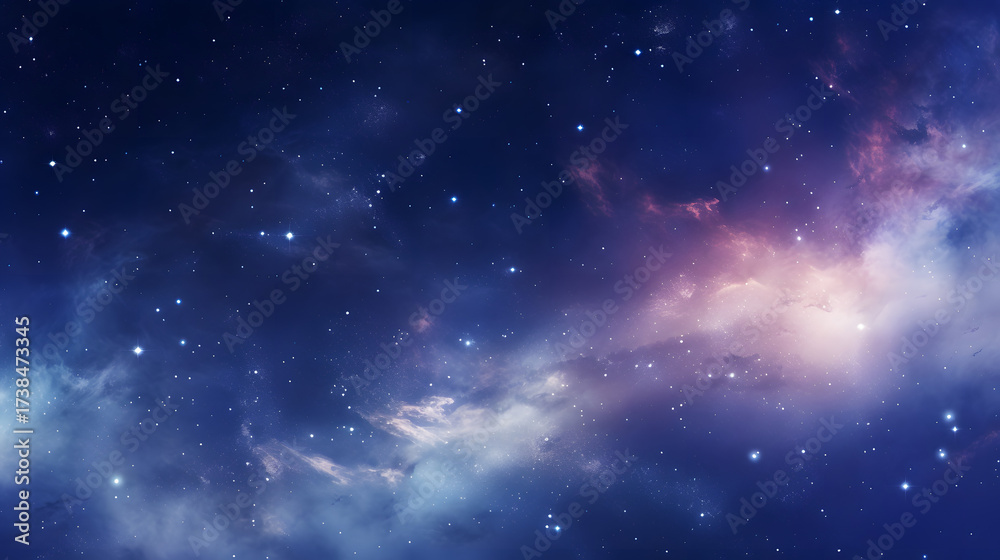 Naklejka premium Cosmic Galaxy Sky with Glowing Nebula and Stars